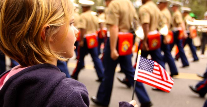 Girl Holding American Flag